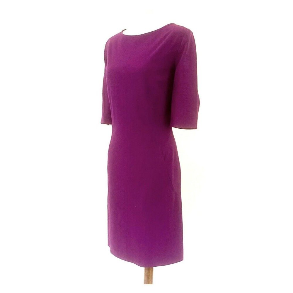 Tahari Short Sleeve Plum Woven Dress - Picture 3 of 7